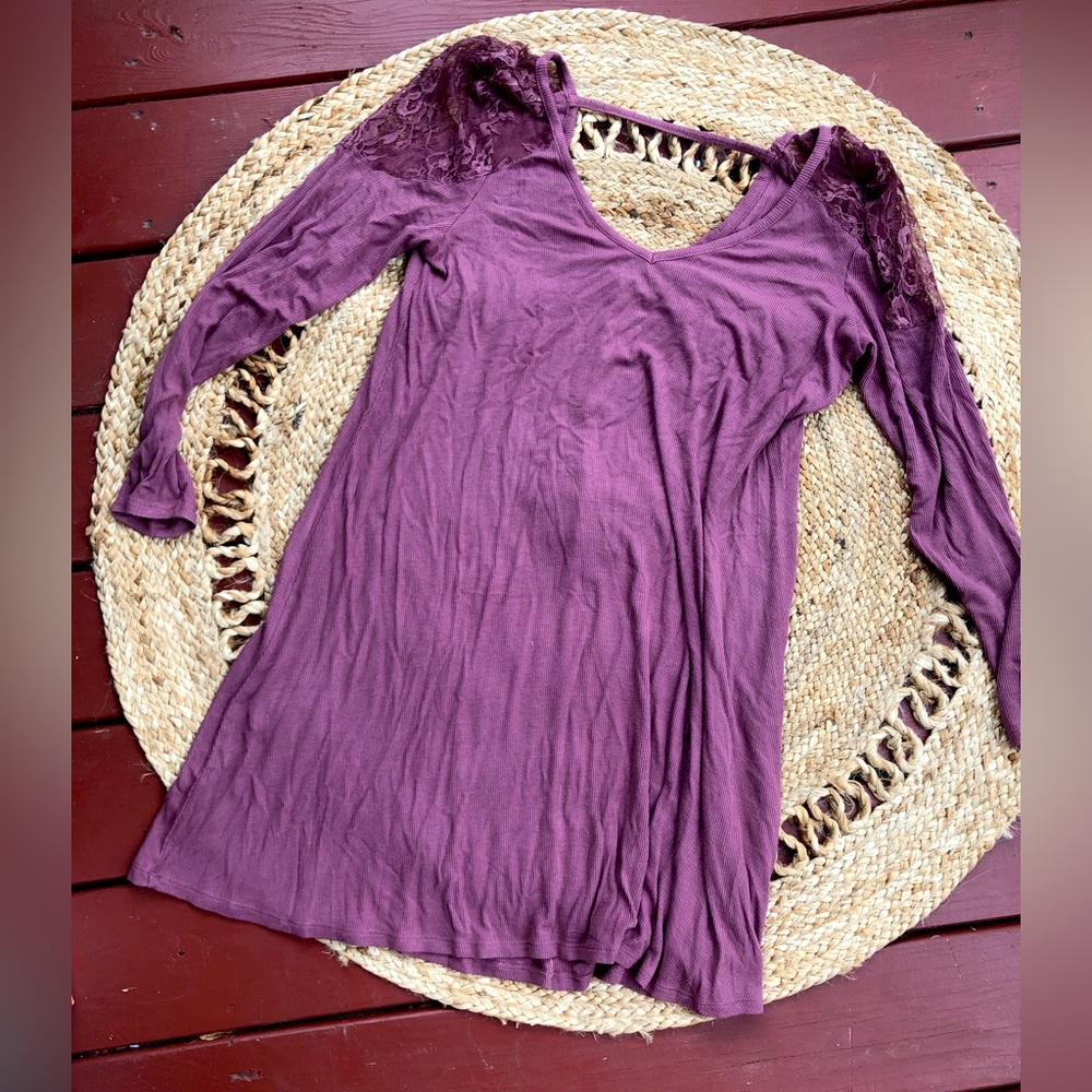 American Eagle Mauve Stretch Long Sleeve Dress